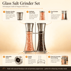 Refillable Salt Grinder, Set of 2 – infographic highlighting the product's key features