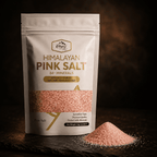 Fine Pink Salt, 1kg – studio photo lit against a dark background
