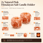 Pink Salt Tealight Holders, Set of 2 – infographic highlighting the product's key features