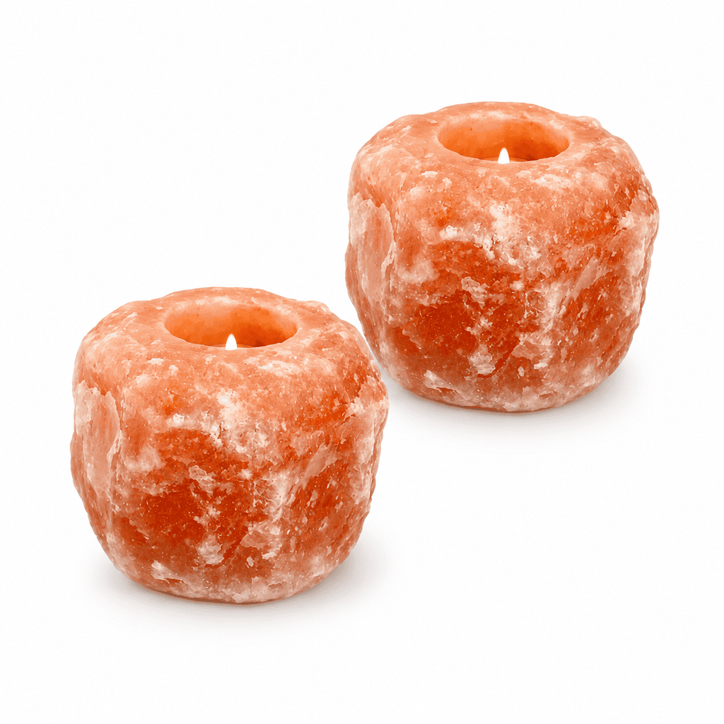 Pink Salt Tealight Holders, Set of 2 – studio product photo on a plain white background