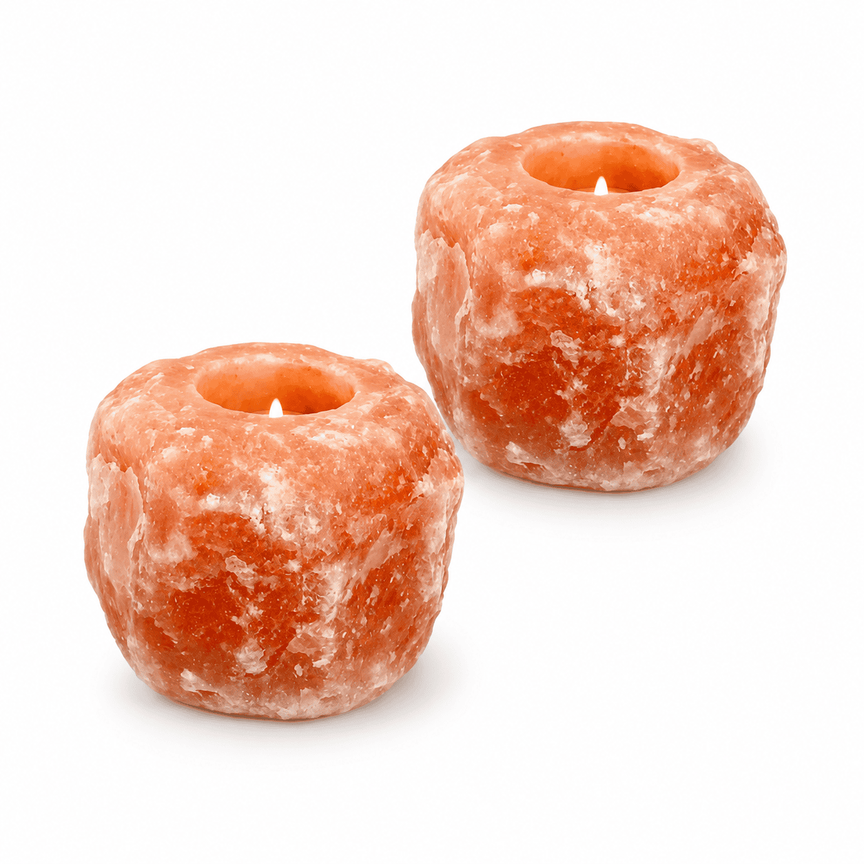 Pink Salt Tealight Holders, Set of 2 – studio product photo on a plain white background