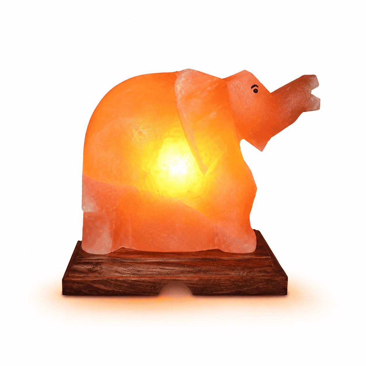 Elephant-Carved Salt Lamp – studio product photo on a plain white background