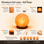 Sphere-Cut Salt Lamp, 4kg – infographic highlighting the product's key features