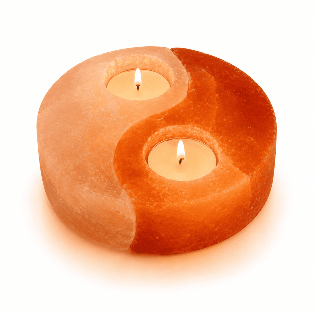 Yin Yang Salt Tealight Holder – studio product photo on a plain white background