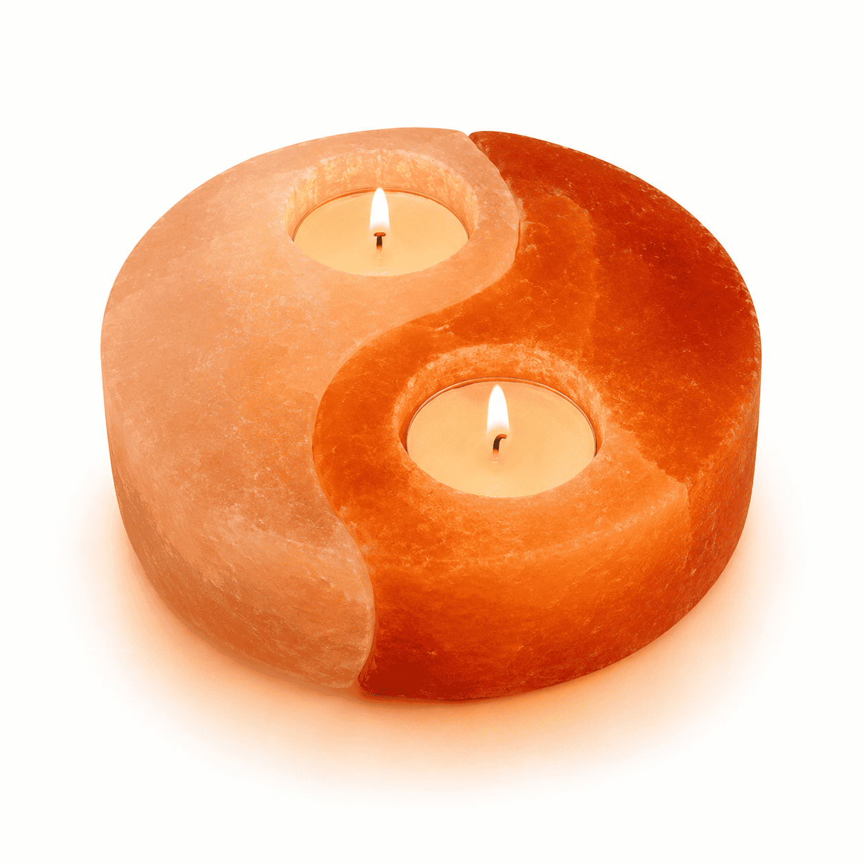Yin Yang Salt Tealight Holder – studio product photo on a plain white background