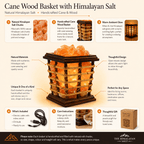 Woven Cane Basket Salt Lamp – infographic highlighting the product's key features