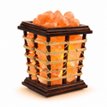 Woven Cane Basket Salt Lamp – studio product photo on a plain white background
