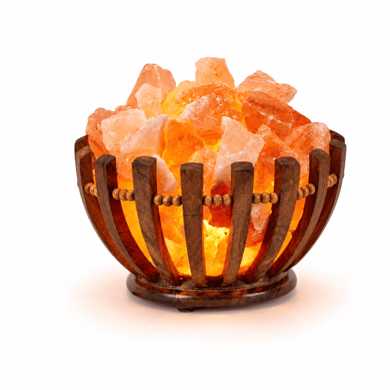 Salt Chunk Bowl in Woven Basket – studio product photo on a plain white background
