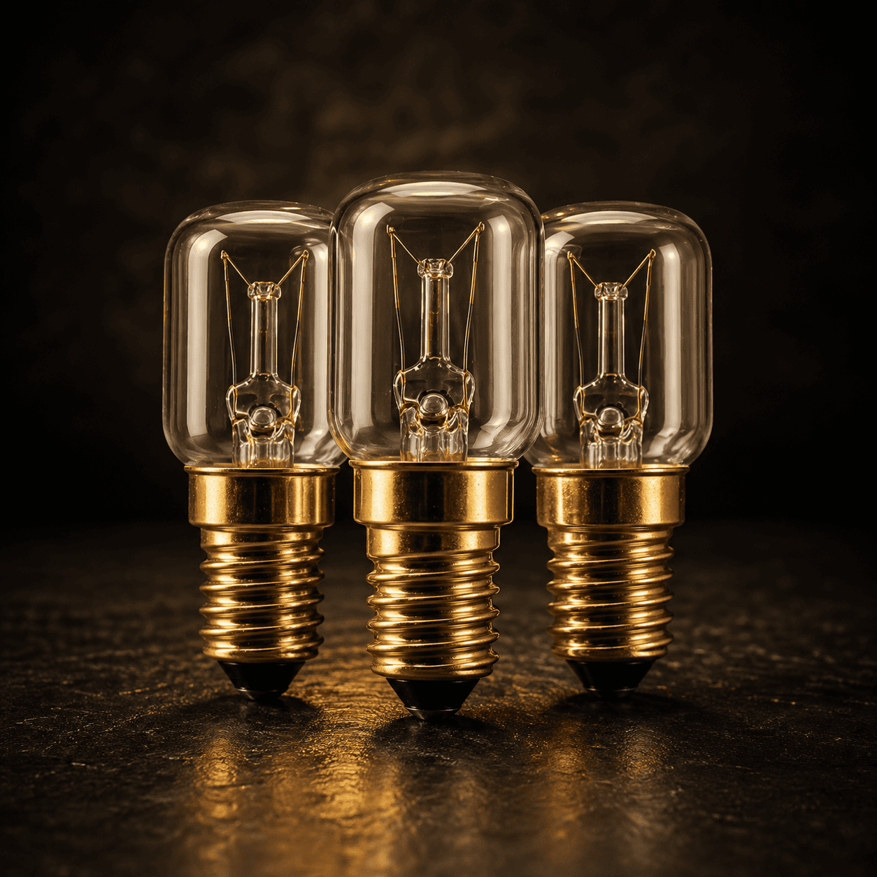 E14 15W Salt Lamp Bulbs, Pack of 3 – studio photo lit against a dark background