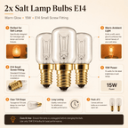 E14 15W Salt Lamp Bulbs, Pack of 3 – infographic highlighting the product's key features