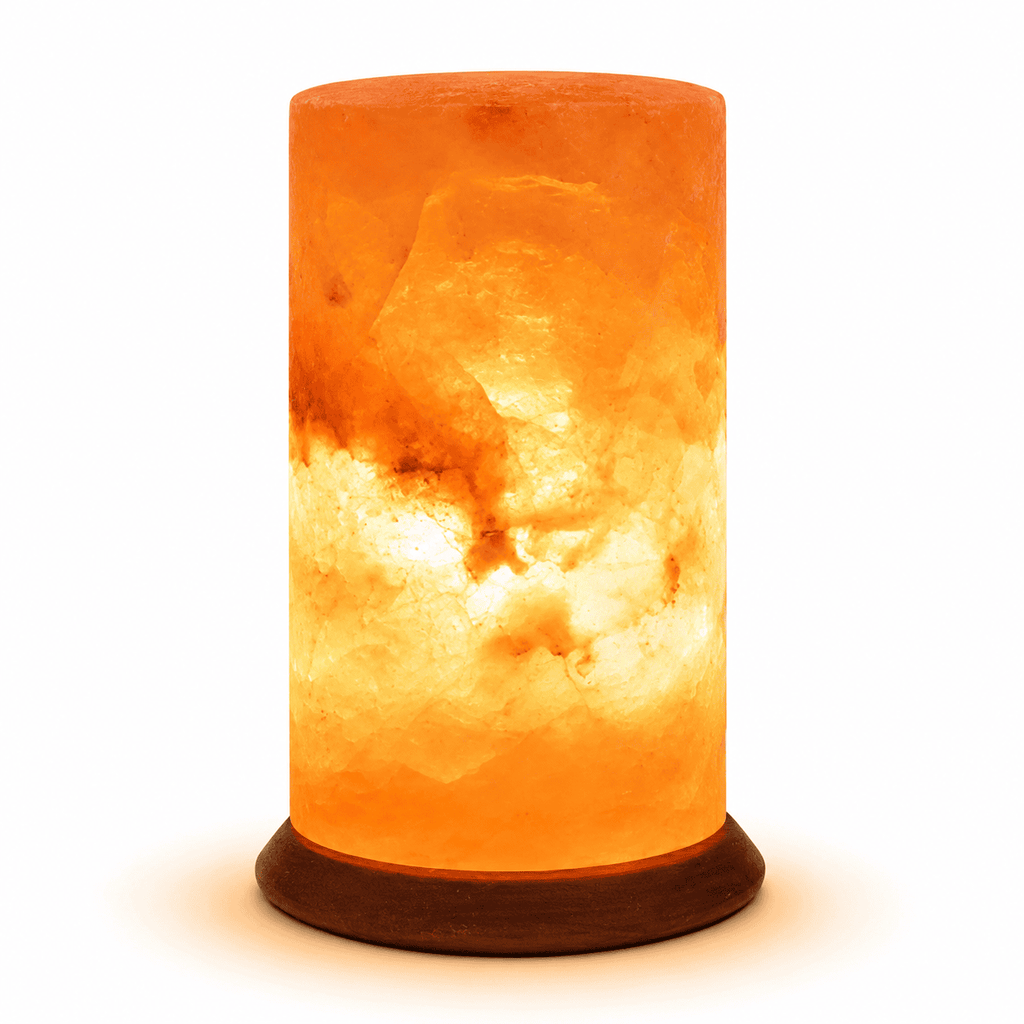 Cylinder-Cut USB Salt Lamp – studio product photo on a plain white background