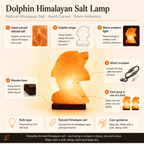 Dolphin-Carved Salt Lamp – infographic highlighting the product's key features