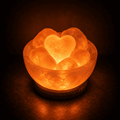 Salt Fire Bowl with 6 Heart Stones – studio photo lit against a dark background