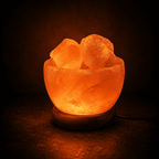 USB Salt Fire Bowl Lamp – studio photo lit against a dark background