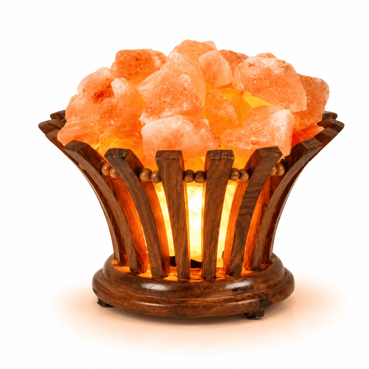 Flower-Cut Wooden Salt Basket – studio product photo on a plain white background