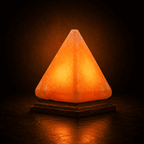 Pyramid-Cut USB Salt Lamp – studio photo lit against a dark background