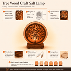 Tree-Carved Wooden Salt Lamp – infographic highlighting the product's key features