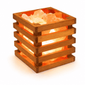 Salt Chunks in Square Wooden Tray – studio product photo on a plain white background