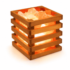 Salt Chunks in Square Wooden Tray – studio product photo on a plain white background