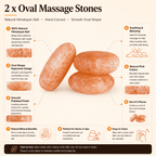 Oval Salt Massage Stones, Set of 2 – infographic highlighting the product's key features