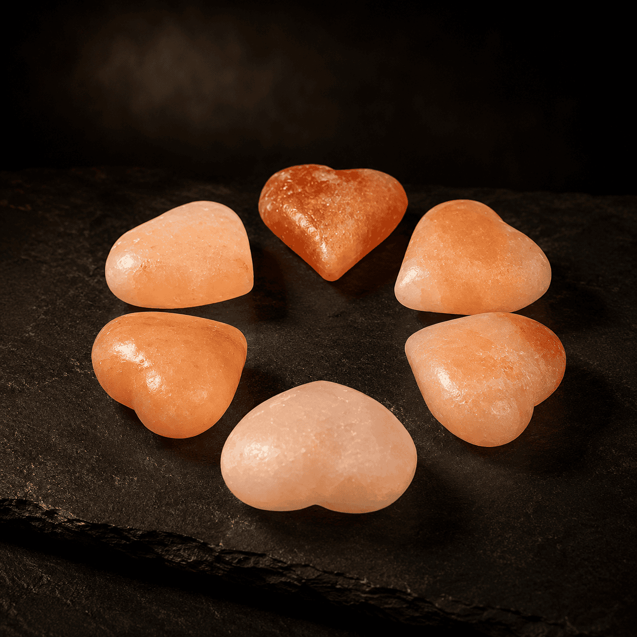 Salt Massage Stone Set, Pack of 6 – studio photo lit against a dark background