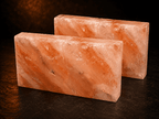 Himalayan Salt Tiles, Pack of 2 – studio photo lit against a dark background