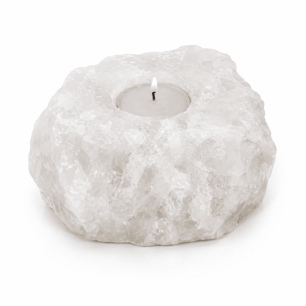 Pale Crystal Salt Tealight Holders, Set of 2 – studio product photo on a plain white background